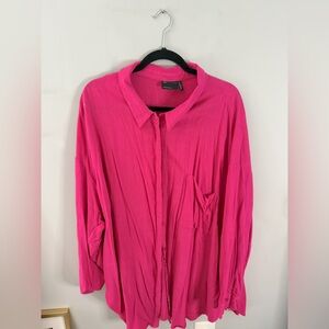 Plus Size ASOS Design Hot Pink Button Down